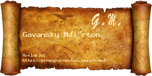 Gavansky Márton névjegykártya